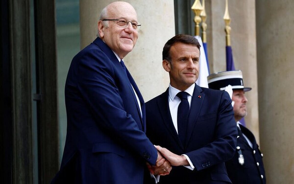 دیدار رئیس جمهور فرانسه با نخست‌وزیر لبنان