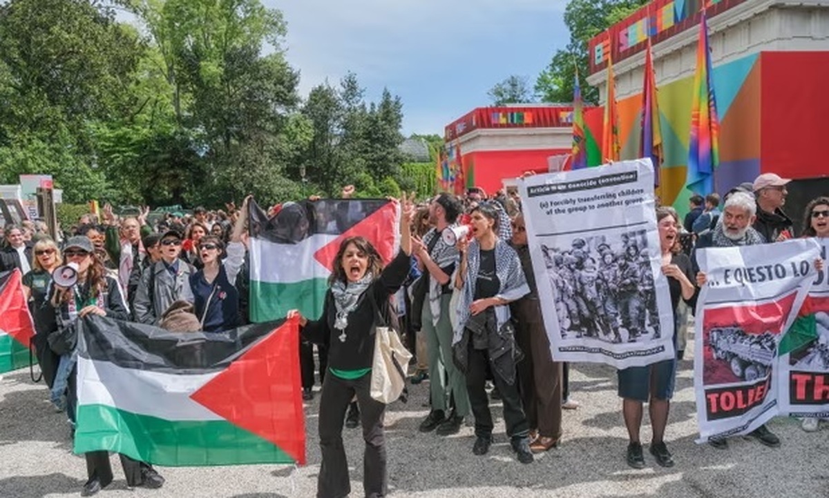 تجمعات اعتراضی با شعار مرگ در ونیز جایی ندارد در دوسالانه ونیز/ اروپا هم اسرائیل را پس زد