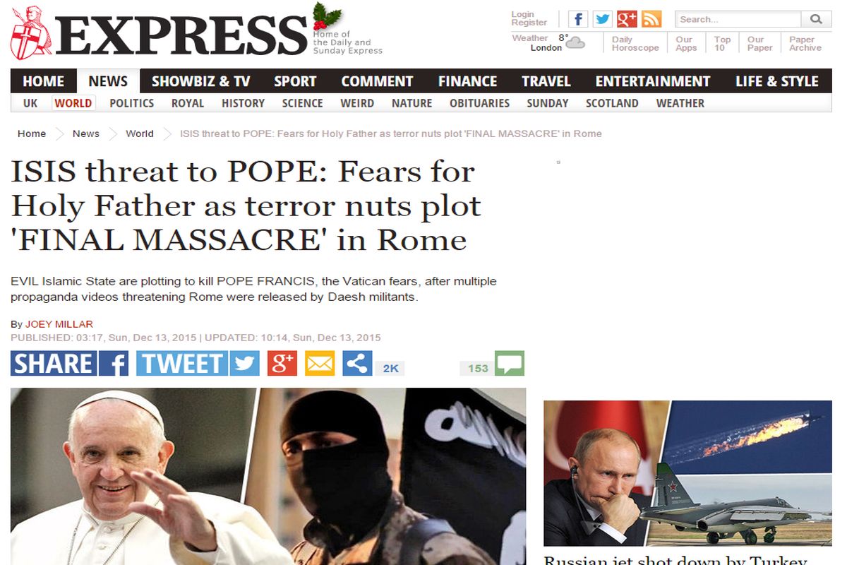 داعش: پاپ را می کُشیم