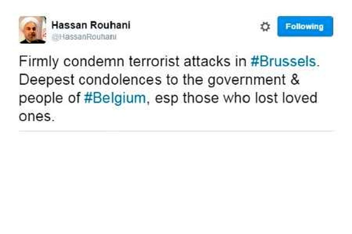 رئیس جمهور حملات تروریستی به بروکسل را به شدت محکوم کرد