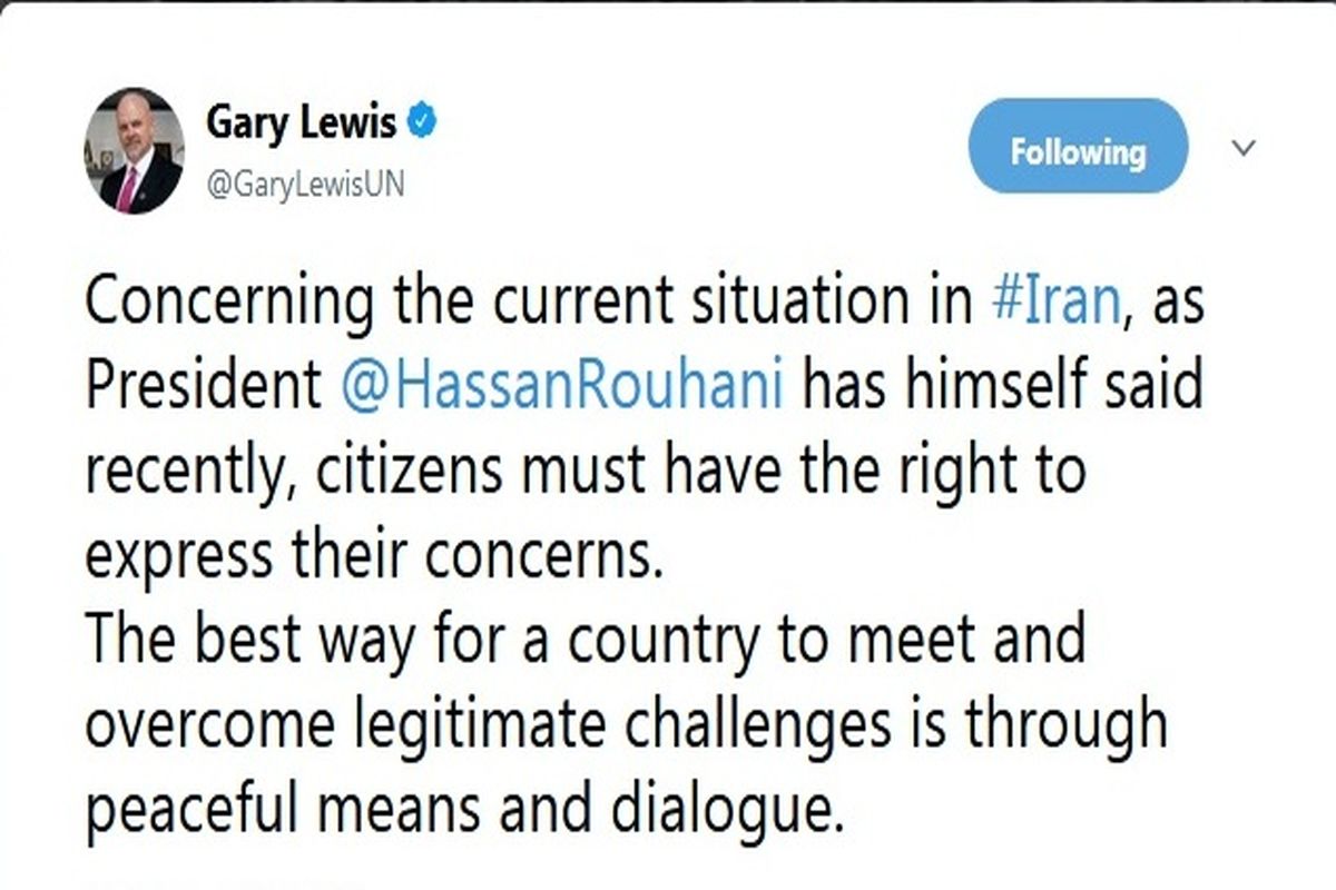 واکنش نماینده سازمان ملل به وقایع اخیر در ایران