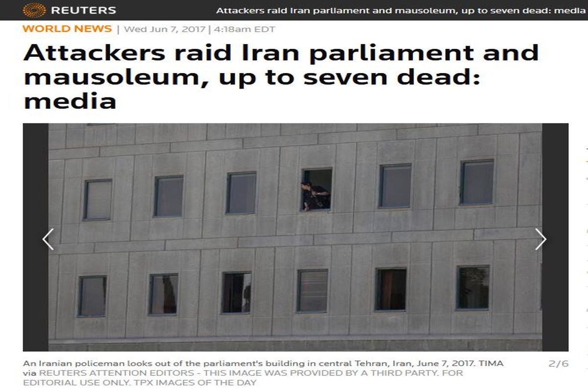 پوشش رسانه های بین المللی از حوادث تروریستی امروز تهران