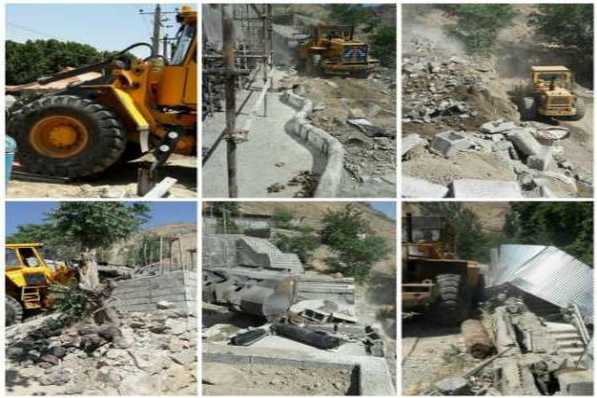 تخریب ۶ بنای غیر مجاز در جاده کرج- چالوس