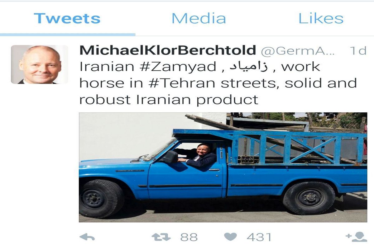 سفیر آلمان در تهران سوار بر نیسان آبی ! / ببینید