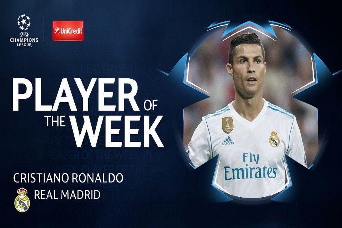 رونالدو، بهترین بازیکن هفته دوم لیگ قهرمانان اروپا شد