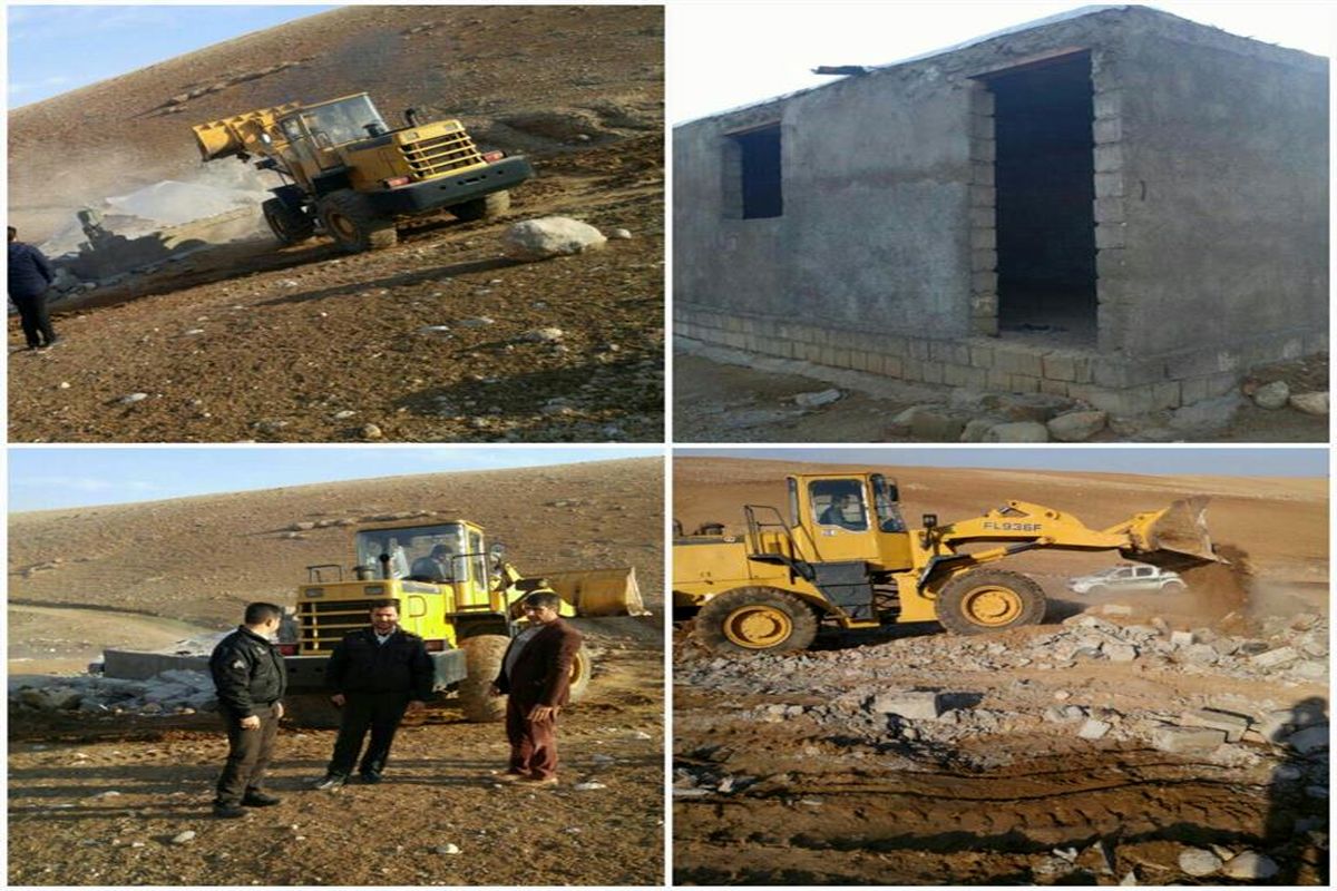 تخریب ساخت و ساز غیرمجاز در اراضی ملی خرم آباد