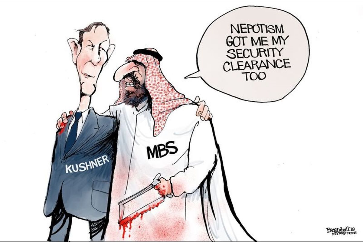 انتشار کاریکاتوری از کوشنر و بن‌سلمان در پایگاه اینترنتی روزنامه آمریکایی نیویورک دیلی نیوز