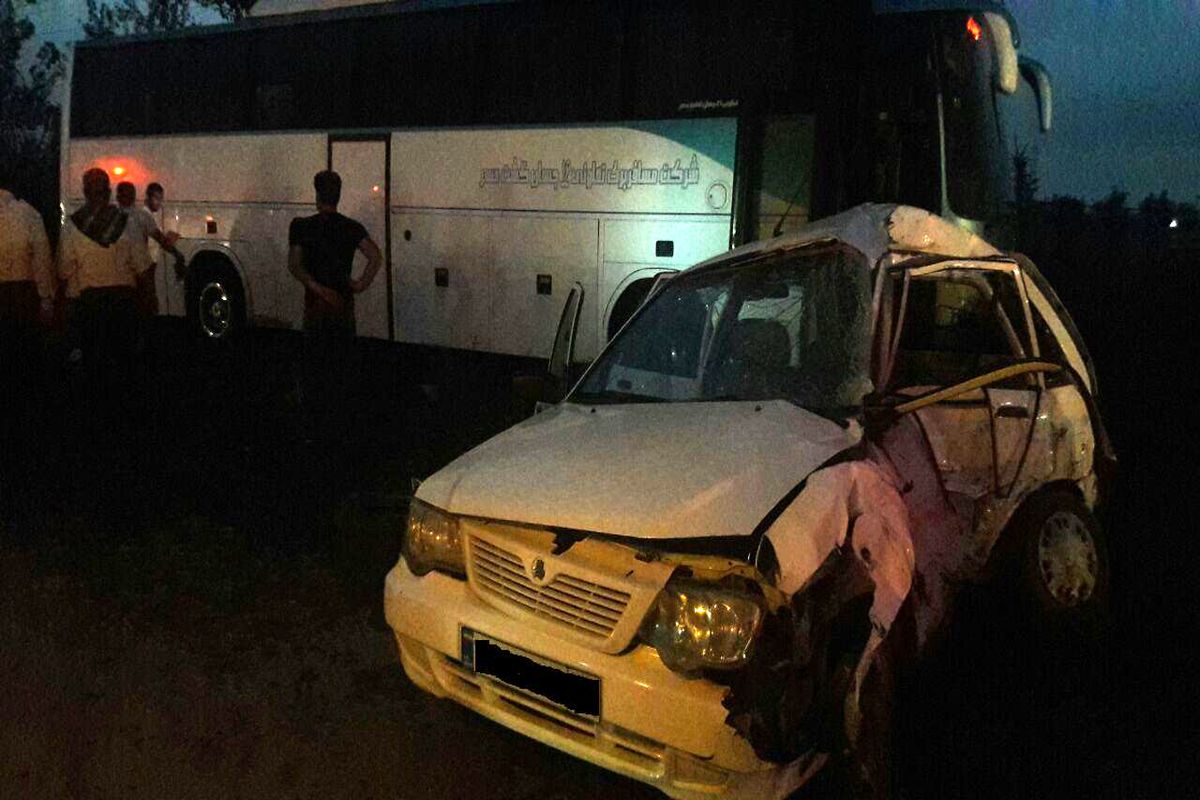 یک کشته و یک مجروح در تصادف پراید با اتوبوس