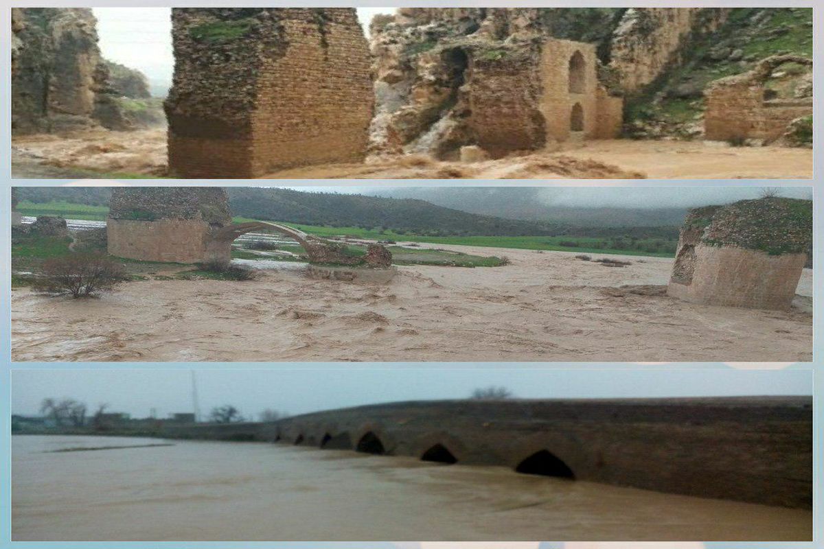 صدمه به سه پل تاریخی لرستان بر اثر سیلاب /تخریب بخشی از پایه طاق الحاقی کشکان