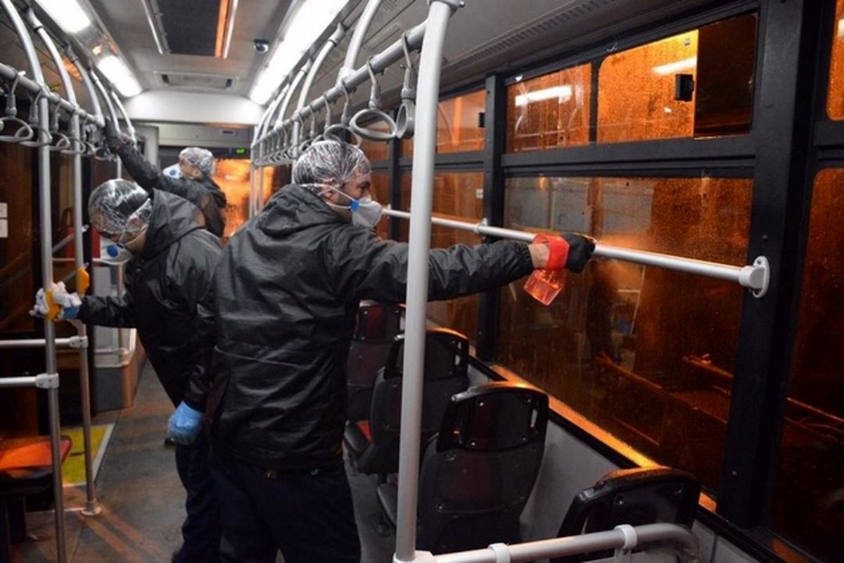 اتوبوس‌های تهران هر شبانه‌روز ۲۰ هزار نوبت ضد عفونی می‌شوند