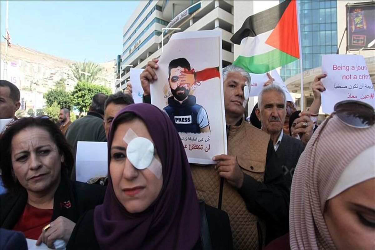واکنش خشونت‌آمیز نظامیان صهیونیستی به تجمع خبرنگاران فلسطینی