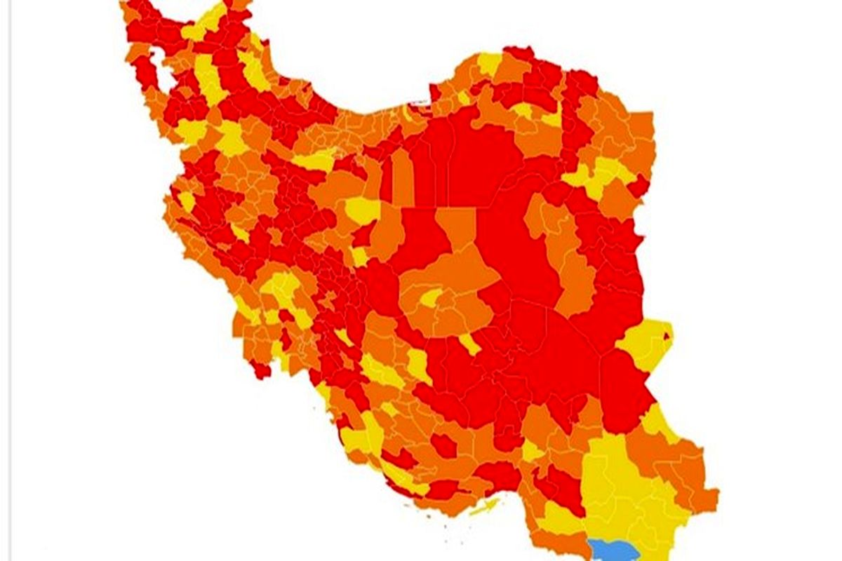 آخرین وضعیت از رنگ‌بندی کرونایی کشور/ بازگشت رنگ آبی به نقشه کرونایی ایران