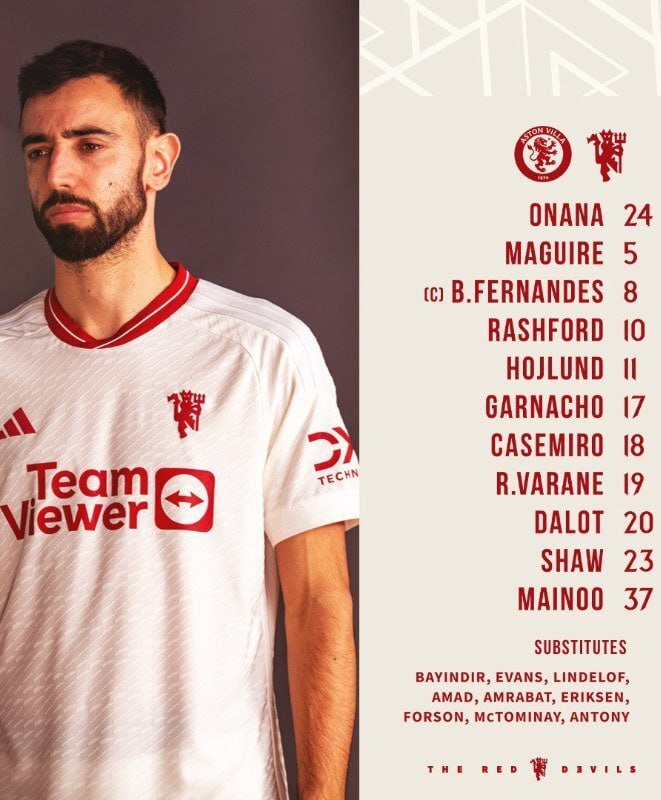 ترکیب منچستریونایتد برابر استون ویلا مشخص شد