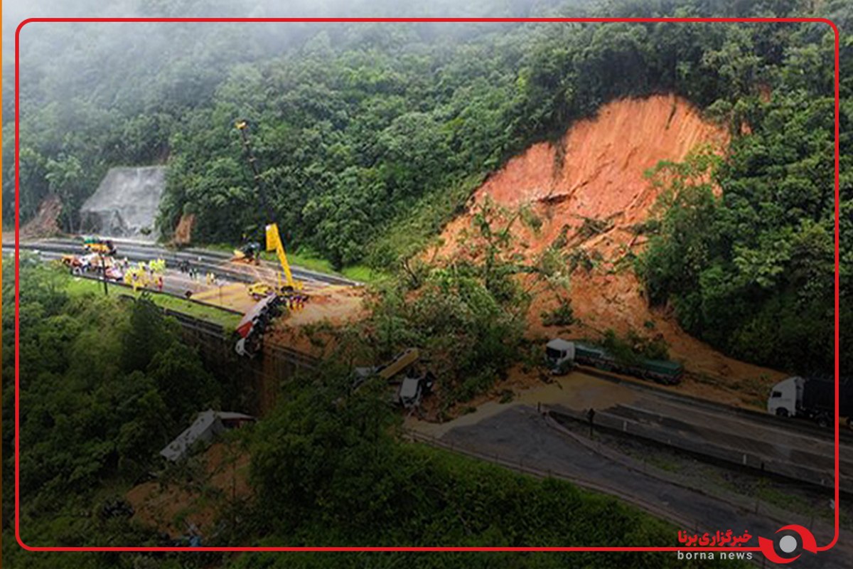 باران شدید باعث رانش زمین در بزرگراه BR-470 در ریو دو سول برزیل شد