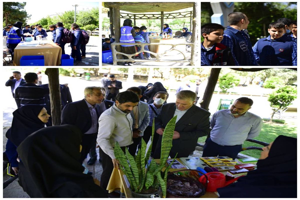 پاکسازی بوستان بسیج توسط دانش آموزان