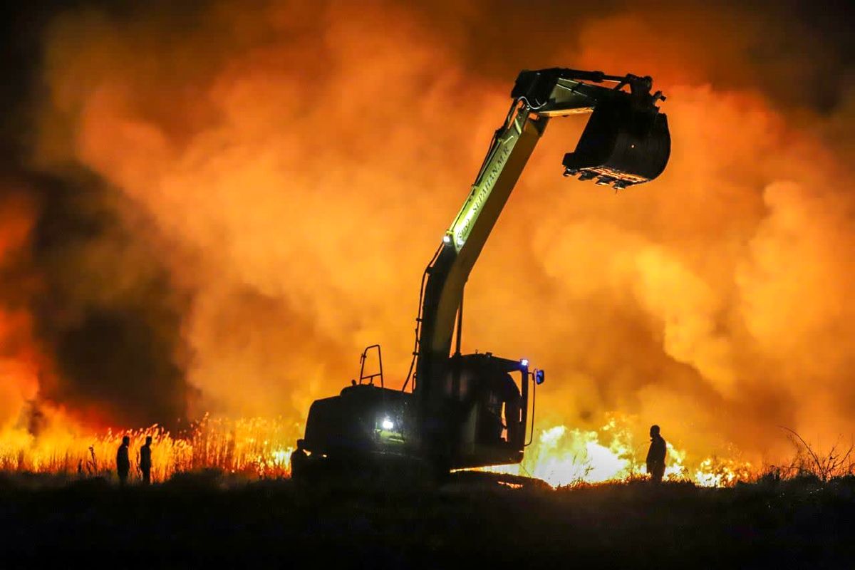 سوختن ۴۰۰ هکتار از تالاب میقان اراک در آتش
