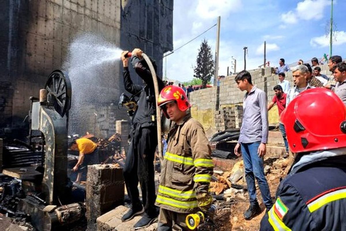 آتش سوزی کارگاه چوب بری در مادوان بویراحمد