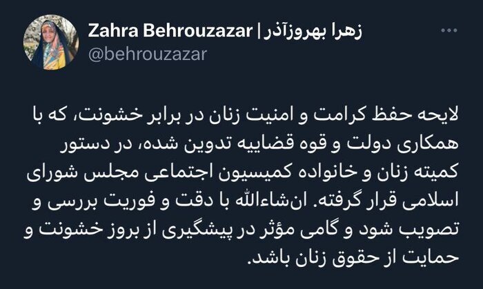 لایحه «حفظ کرامت و امنیت زنان در برابر خشونت» در دستور کار مجلس