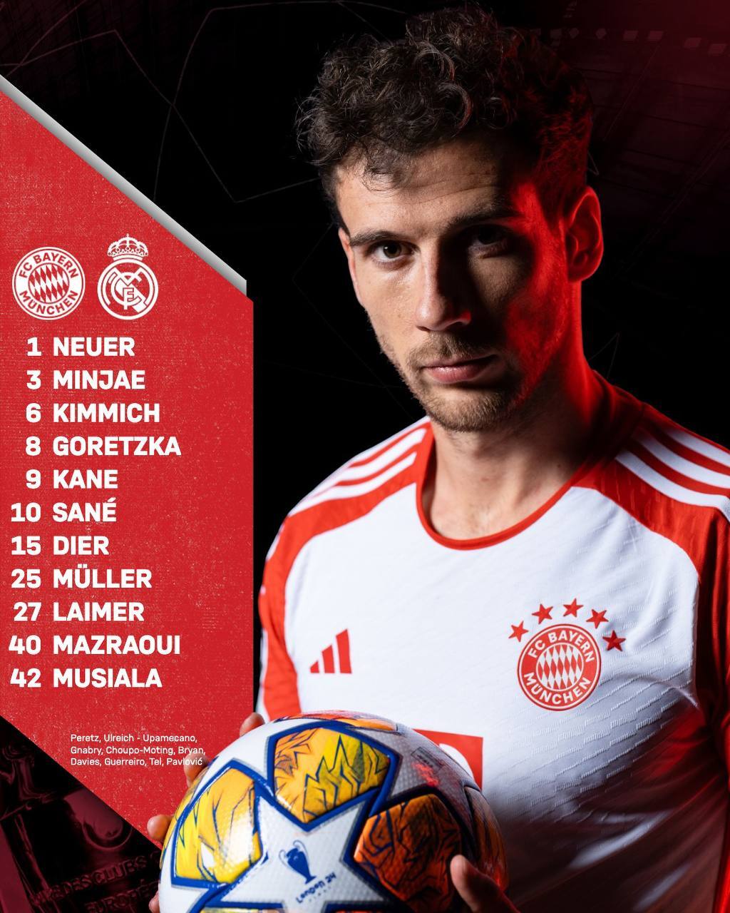 اعلام ترکیب بایرن مونیخ مقابل رئال مادرید اعلام ترکیب بایرن مونیخ مقابل رئال مادرید