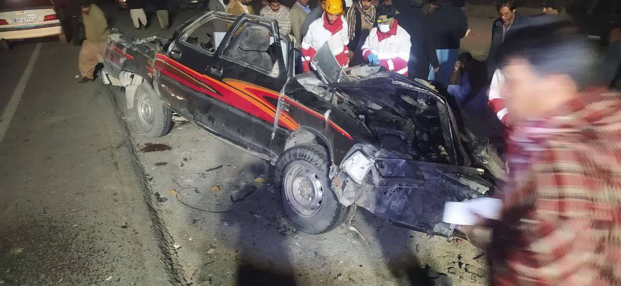 تصادف مرگبار اتوبوس با وانت تویوتا در جاده خاش تصادف مرگبار اتوبوس با وانت تویوتا در جاده خاش