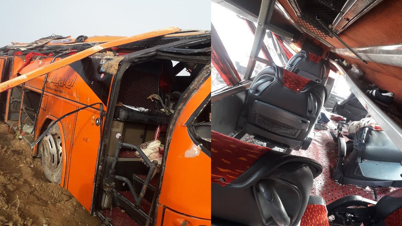 مرگ تلخ ۲ دختر بچه و یک سرباز در واژگونی اتوبوس