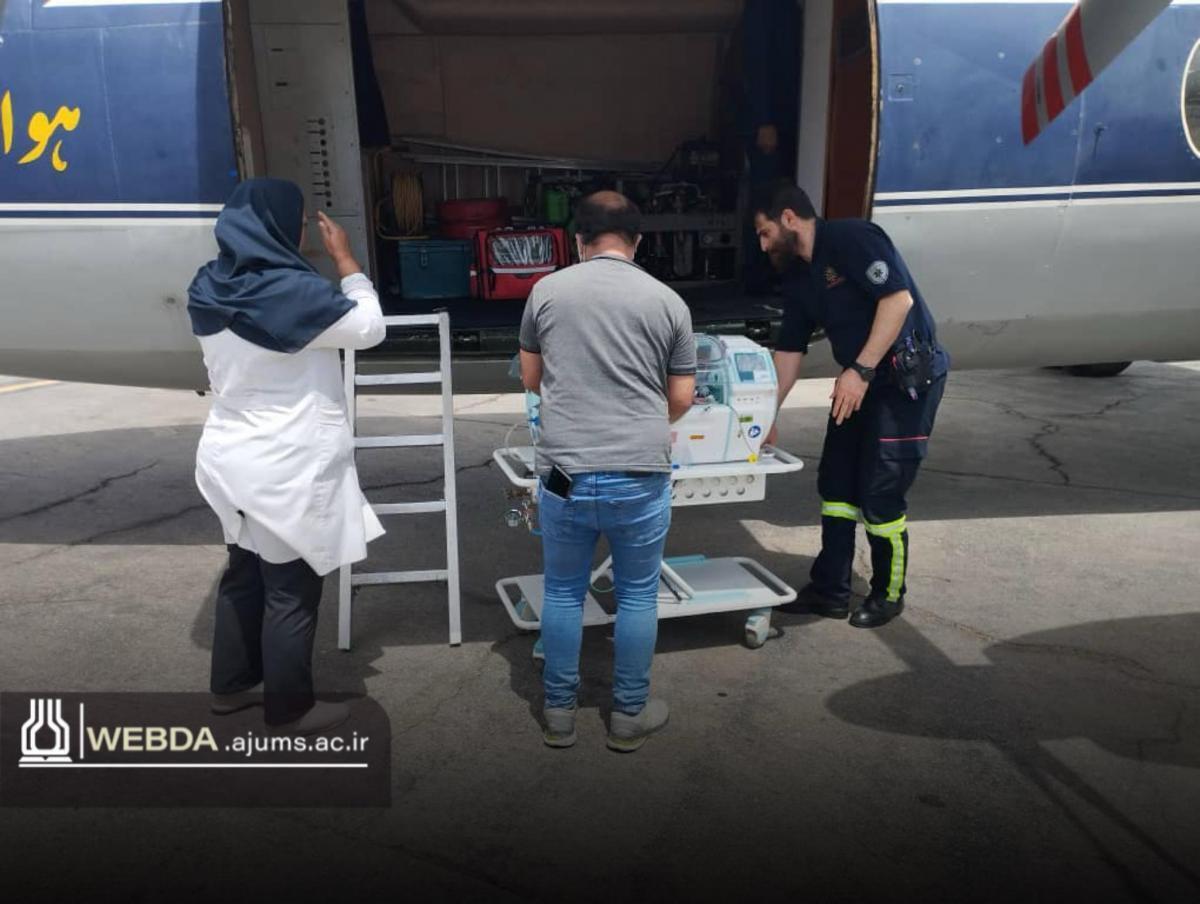 پرواز امید نوزاد ۲۰ روزه اهوازی به تهران