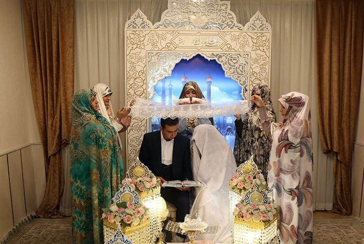 پیوند آسمانی ۱۲۱ زوج جوان در حرم بانوی کرامت