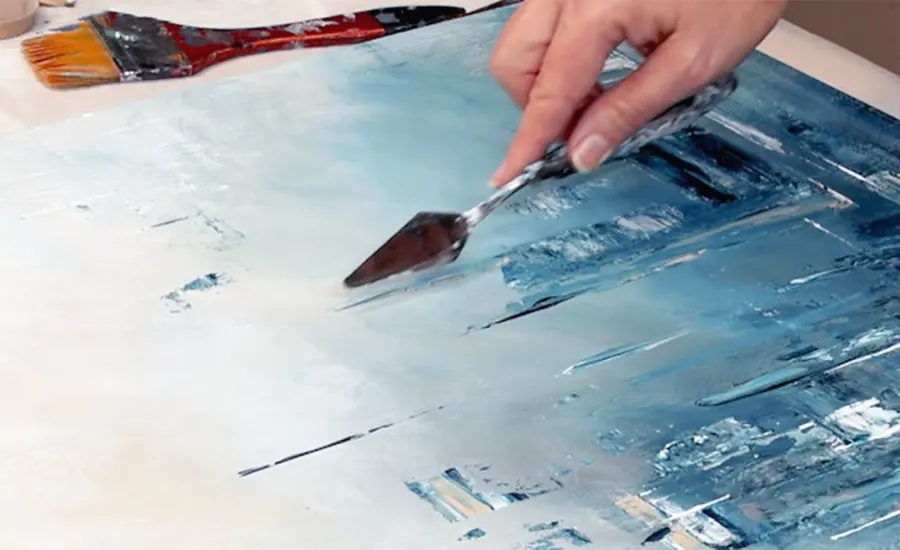 نقاشی با کاردک روی بوم