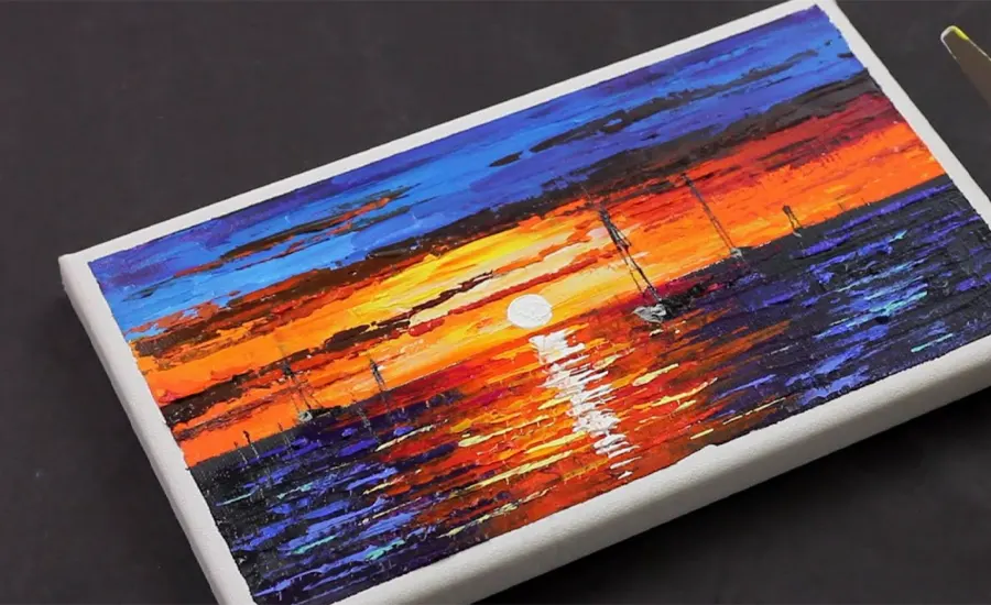 نقاشی با کاردک روی بوم