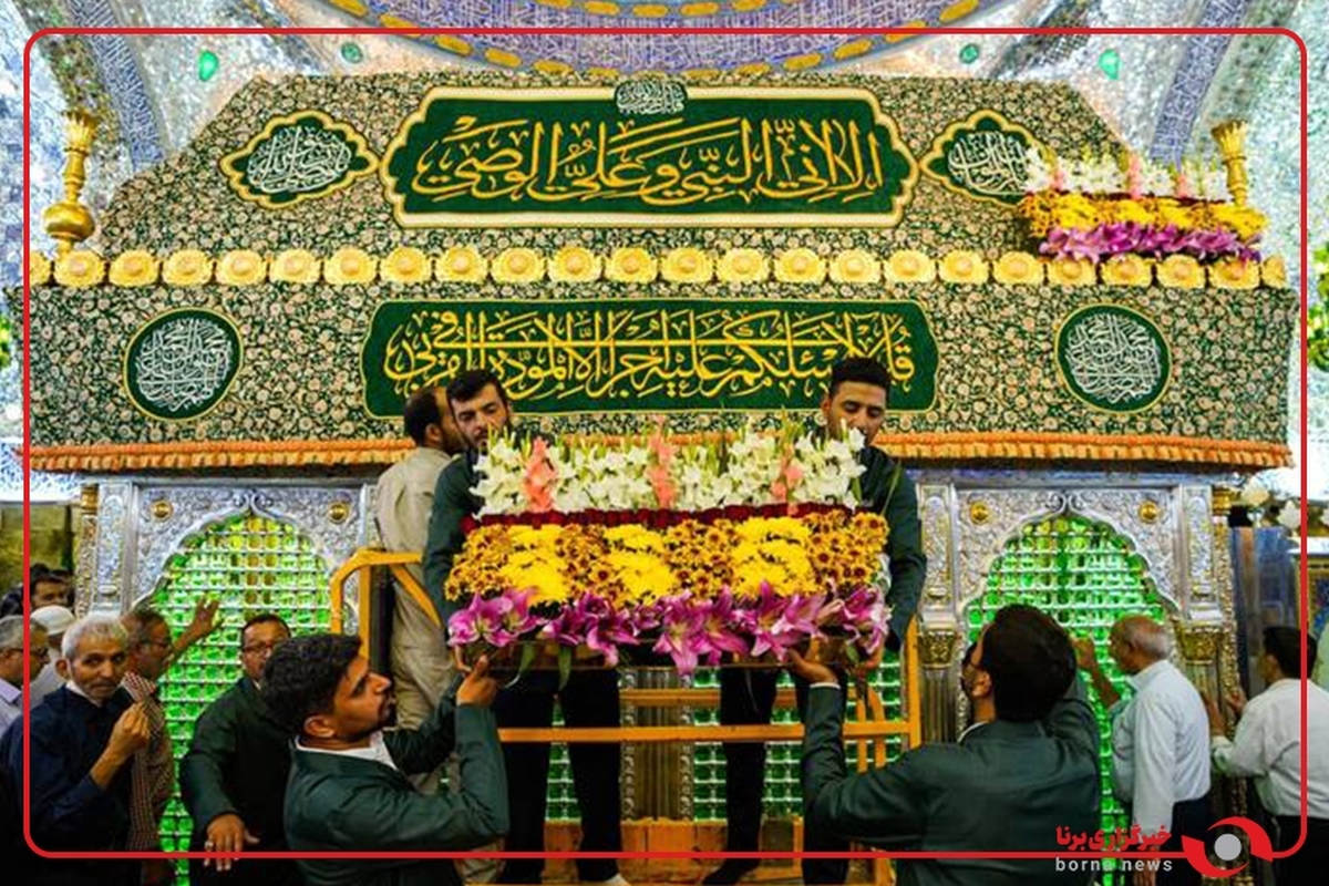 گل آرایی حرم مطهر امیرالمؤمنین (ع) در آستانه میلاد امام عصر(عج)