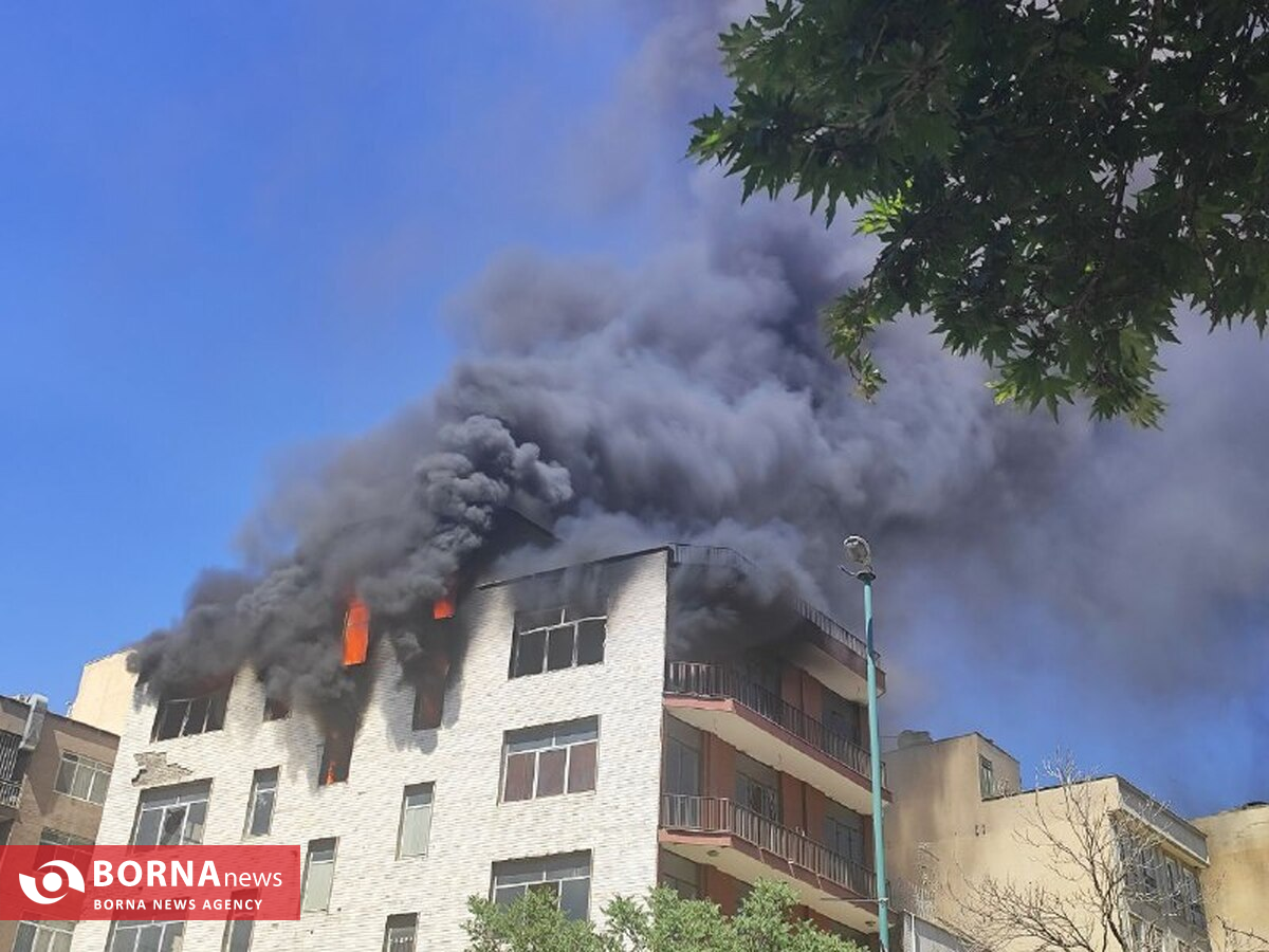 آتش سوزی ساختمان متروکه در بزرگراه مدرس + فیلم