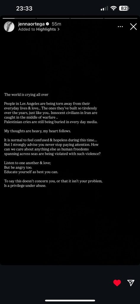 انتقاد جنا اورتگا به تجاوز اسرائیل به خاک ایران