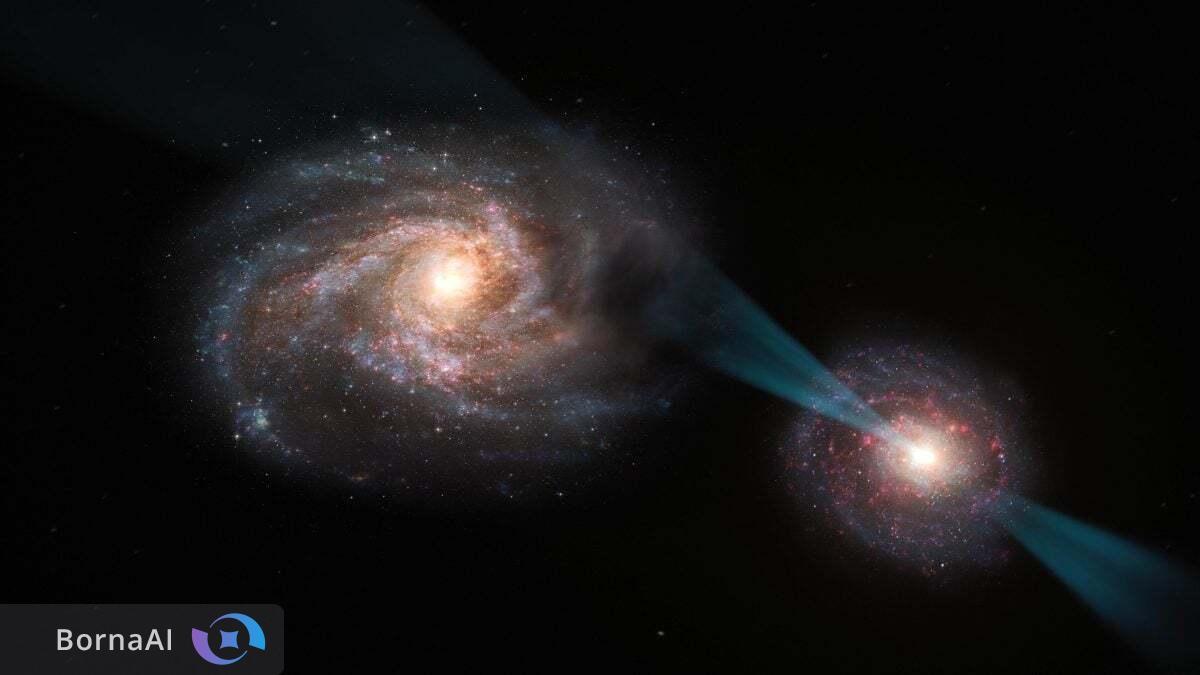 حمله مرگبار یک کهکشان با اشعه‌های اختروش به کهکشان دیگر!