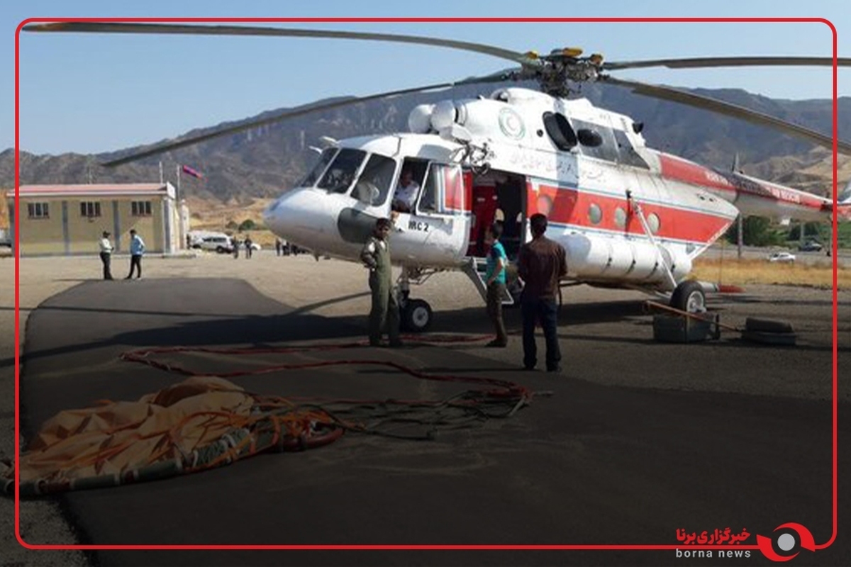 پرواز بالگرد هلال‌احمر برای مهار آتش‌سوزی ارتفاعات سالوک
