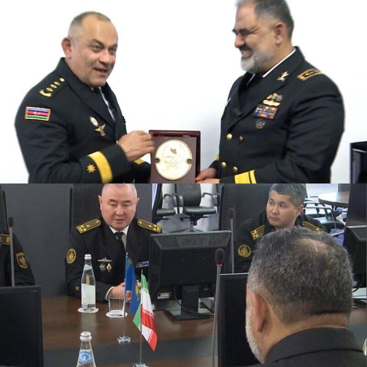 مذاکرات دوجانبه امیر دریادار ایرانی با فرماندهان نیروی دریایی آذربایجان و قزاقستان