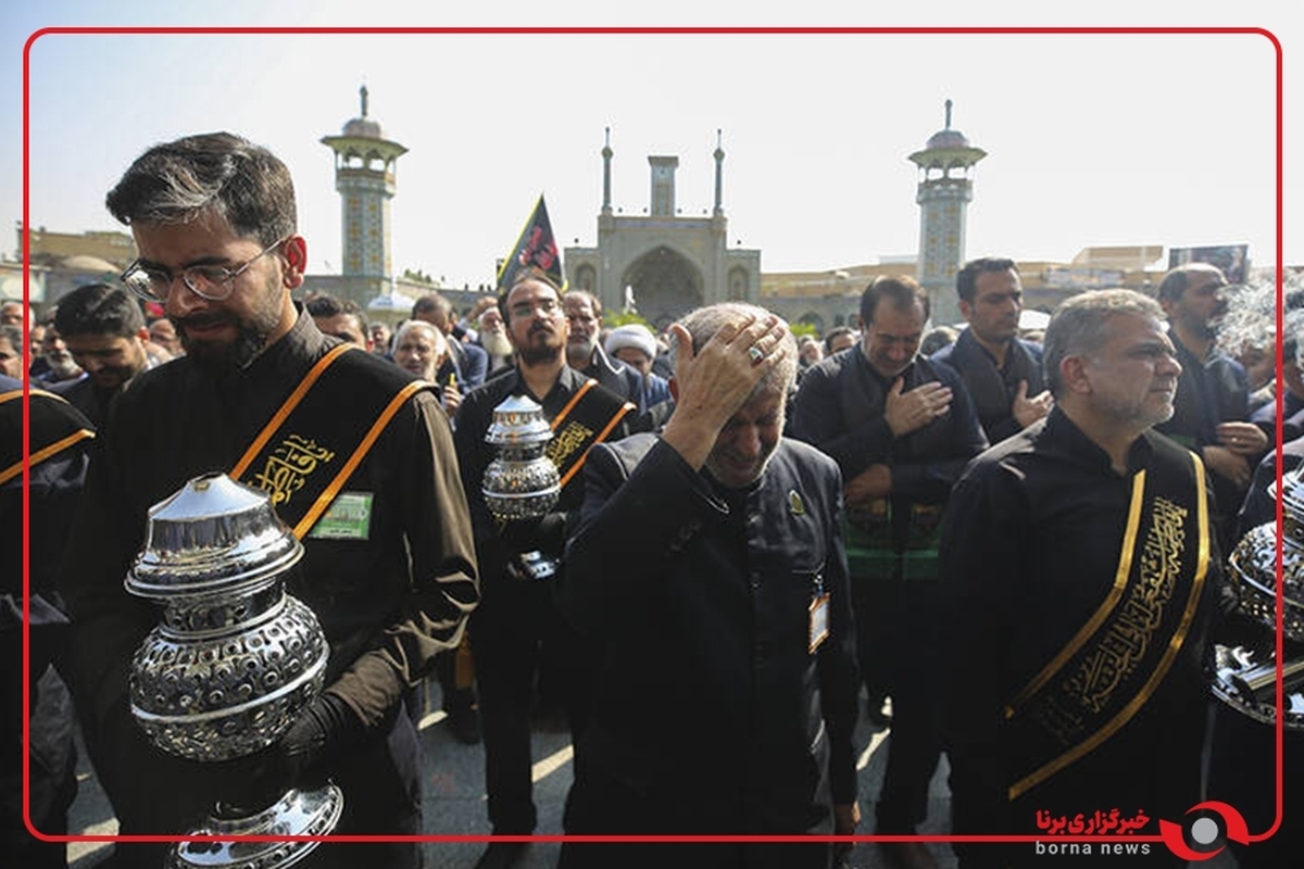 حرکت دسته عزادار خادمین و زائرین حرم مطهر حضرت فاطمه معصومه سلام‌الله‌علیها و تشییع باشکوه شهدای گمنام