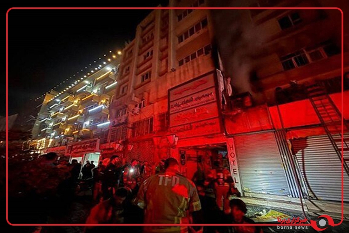 آتش‌سوزی گسترده یک ساختمان اقامتی در خیابان سعدی